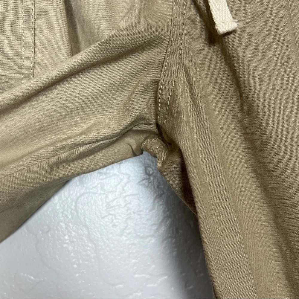 ZARA Women’s Size XS Khaki Linen ZW Collection Multi Pocketed Cargo Utility Pant